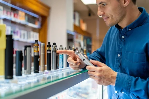 Image symbolising the process of choosing the best vape, like a person considering options, relevant to best vapes Australia.