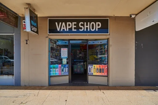 Image showing a typical local vape shop exterior in Australia, helping users visualize where to buy vapes near me physically.